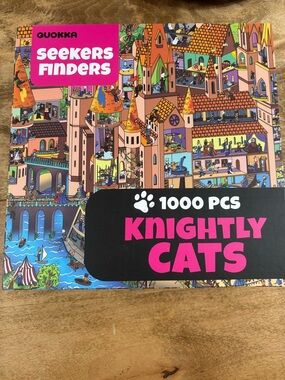 Seekers Finders Knightly Cats 1000-Piece Puzzle with unusual shaped pieces